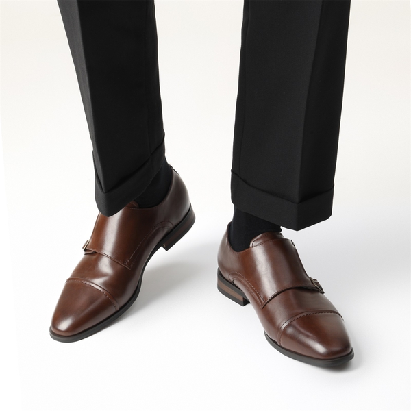 Men's Modern Monk Strap Shoes - BROWN - 1